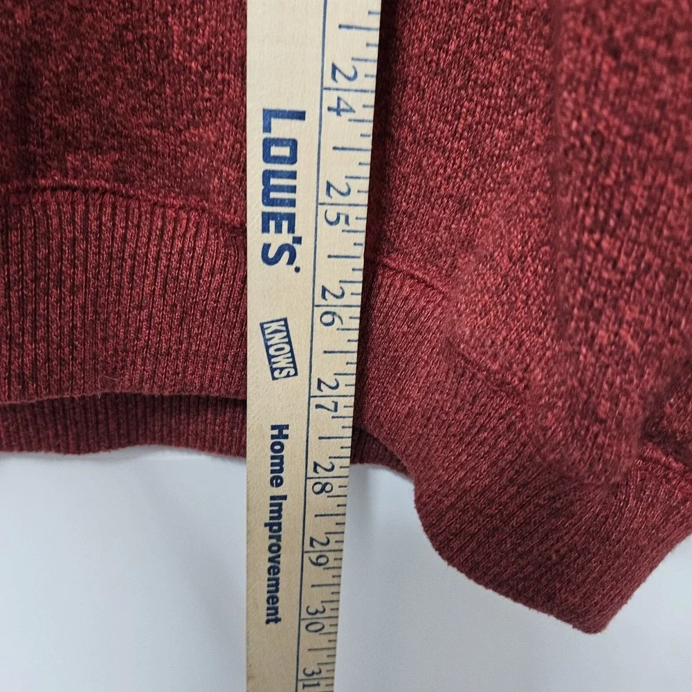 Greg Norman Pullover Mens Large Red Quarter Zip Sweater Mock Neck Heathered Knit